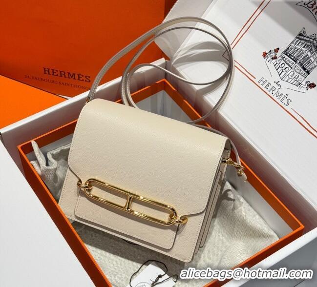 Free Shipping Hermes Roulis Mini Bag 18cm in Evercolor Leather H0118 Cream White/Gold 2025