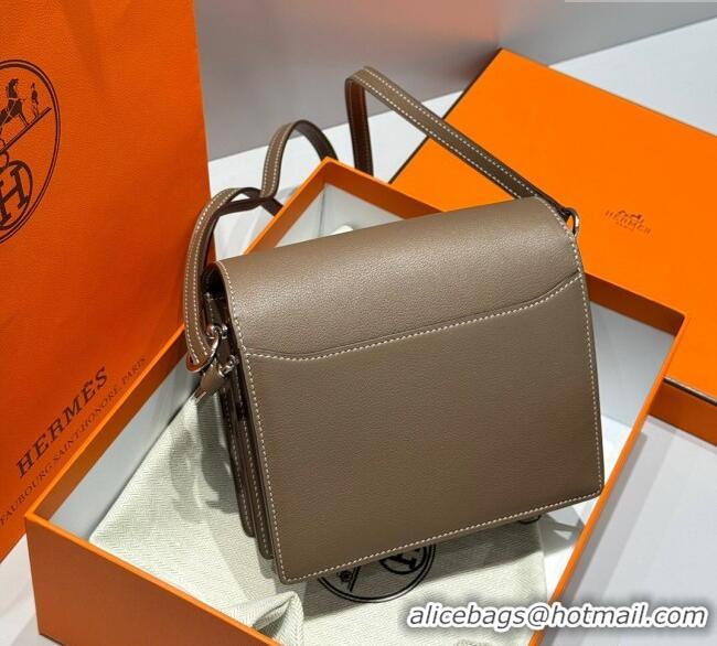 Best Product Hermes Roulis Mini Bag 18cm in Evercolor Leather H0118 Elephant Grey/Silver 2025