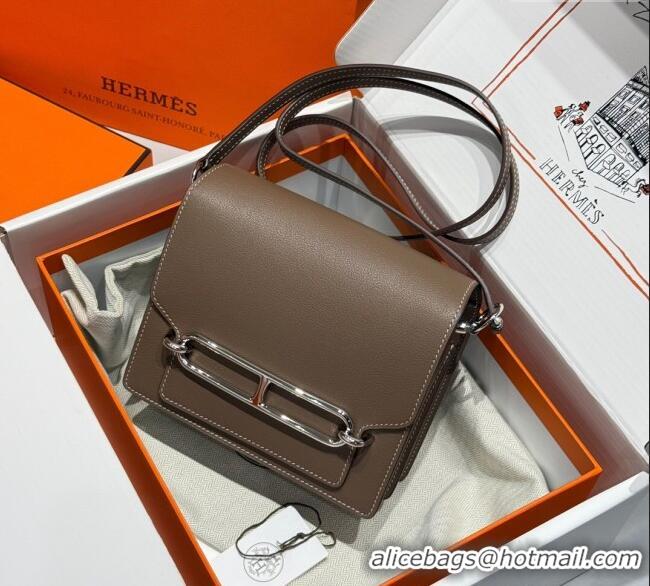 Best Product Hermes Roulis Mini Bag 18cm in Evercolor Leather H0118 Elephant Grey/Silver 2025