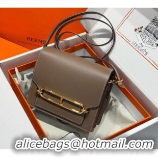 Top Grade Hermes Roulis Mini Bag 18cm in Evercolor Leather H0118 Elephant Grey/Gold 2025