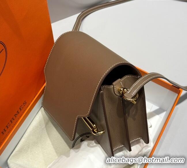 Top Grade Hermes Roulis Mini Bag 18cm in Evercolor Leather H0118 Elephant Grey/Gold 2025