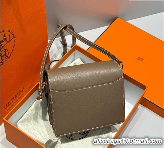 Top Grade Hermes Roulis Mini Bag 18cm in Evercolor Leather H0118 Elephant Grey/Gold 2025