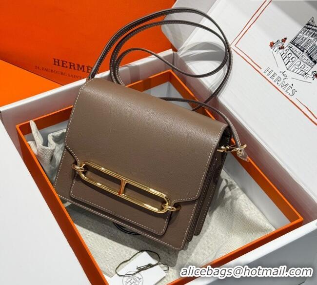 Top Grade Hermes Roulis Mini Bag 18cm in Evercolor Leather H0118 Elephant Grey/Gold 2025