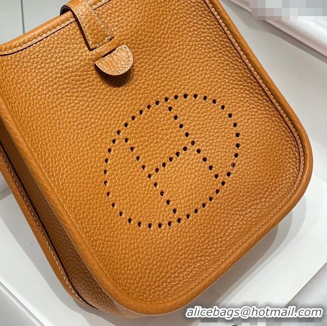 Pretty Style Hermes Evelyne Mini Bag 18cm in Togo Calfskin H0118 Golden Brown 2025