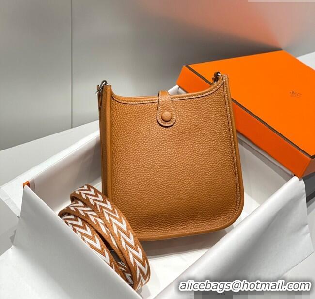 Pretty Style Hermes Evelyne Mini Bag 18cm in Togo Calfskin H0118 Golden Brown 2025