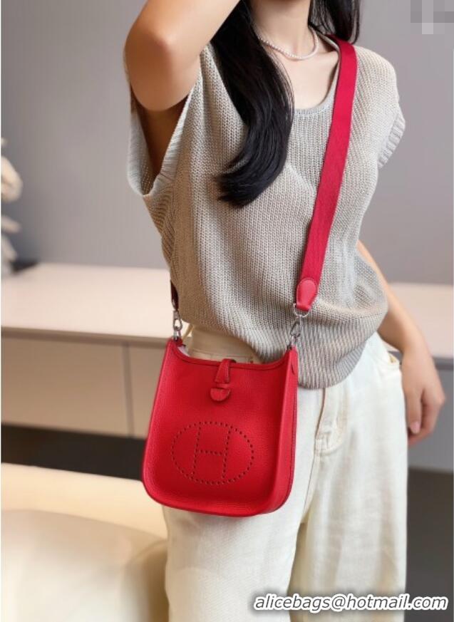 Top Quality Hermes Evelyne Mini Bag 18cm in Togo Calfskin H0118 Chinese Red 2025