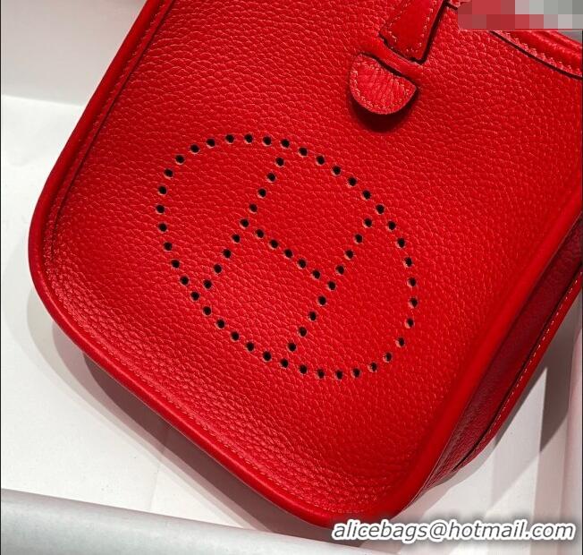 Top Quality Hermes Evelyne Mini Bag 18cm in Togo Calfskin H0118 Chinese Red 2025