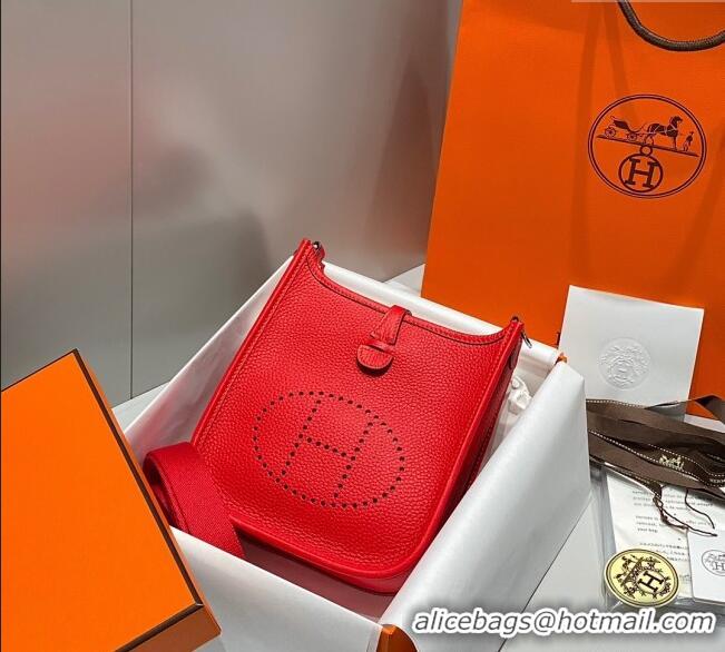 Top Quality Hermes Evelyne Mini Bag 18cm in Togo Calfskin H0118 Chinese Red 2025