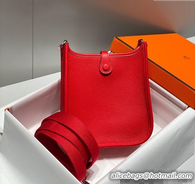 Top Quality Hermes Evelyne Mini Bag 18cm in Togo Calfskin H0118 Chinese Red 2025