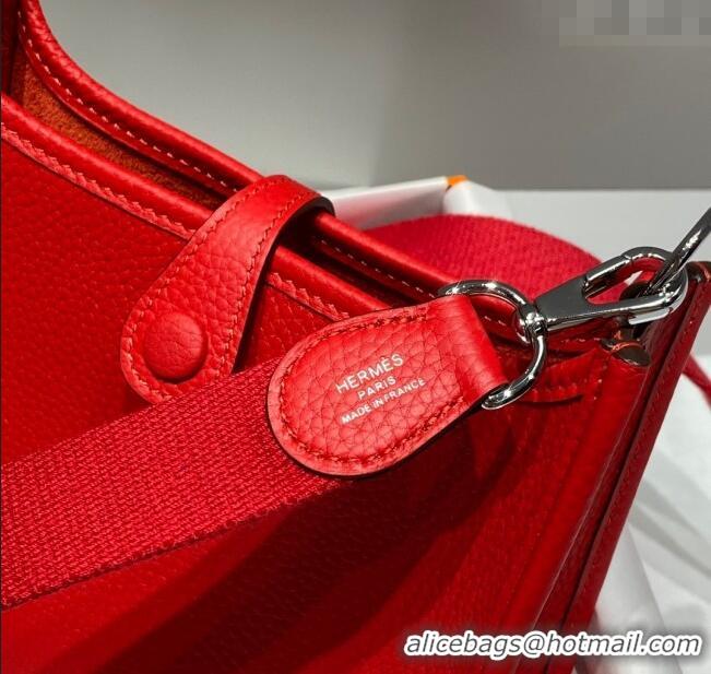 Top Quality Hermes Evelyne Mini Bag 18cm in Togo Calfskin H0118 Chinese Red 2025