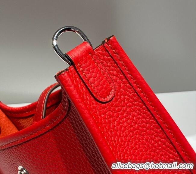 Top Quality Hermes Evelyne Mini Bag 18cm in Togo Calfskin H0118 Chinese Red 2025