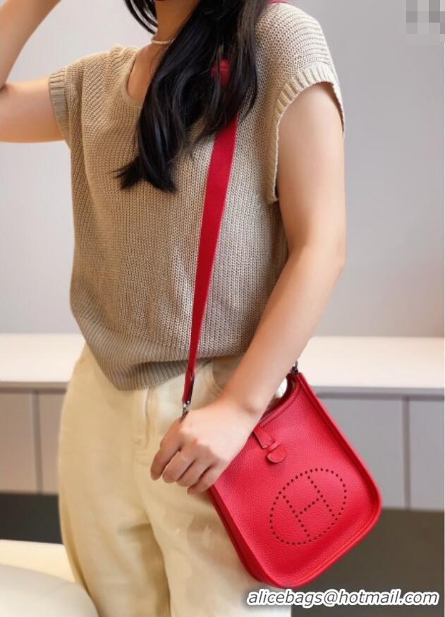 Top Quality Hermes Evelyne Mini Bag 18cm in Togo Calfskin H0118 Chinese Red 2025