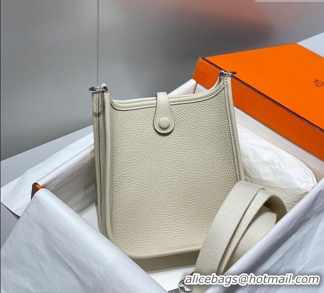 Super Quality Hermes Evelyne Mini Bag 18cm in Togo Calfskin H0118 Cream White 2025