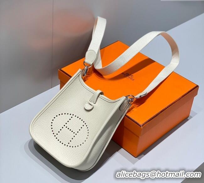 Super Quality Hermes Evelyne Mini Bag 18cm in Togo Calfskin H0118 Cream White 2025