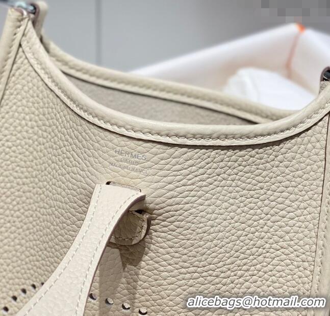 Super Quality Hermes Evelyne Mini Bag 18cm in Togo Calfskin H0118 Cream White 2025