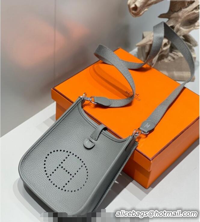 Most Popular Hermes Evelyne Mini Bag 18cm in Togo Calfskin H0118 Cloud Grey 2025