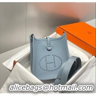 Well Crafted Hermes Evelyne Mini Bag 18cm in Togo Calfskin H0118 Linen Blue 2025