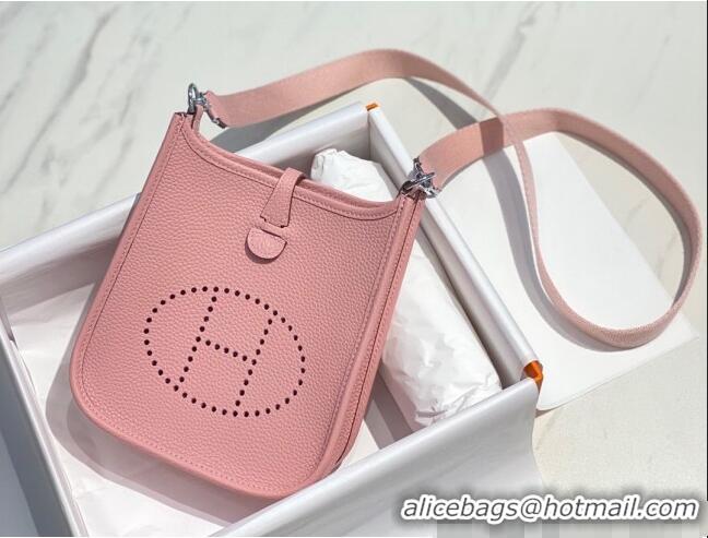 Top Grade Hermes Evelyne Mini Bag 18cm in Togo Calfskin H0118 Milk Shake Pink 2025