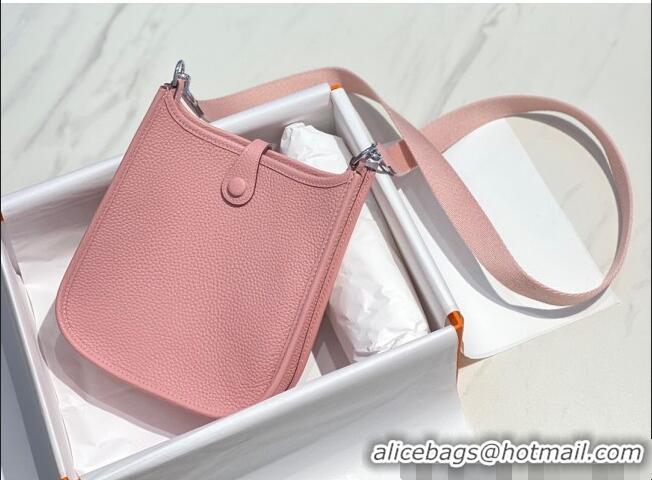 Top Grade Hermes Evelyne Mini Bag 18cm in Togo Calfskin H0118 Milk Shake Pink 2025