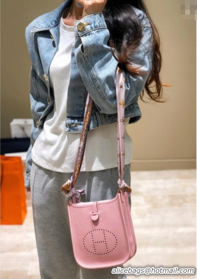 Top Grade Hermes Evelyne Mini Bag 18cm in Togo Calfskin H0118 Milk Shake Pink 2025