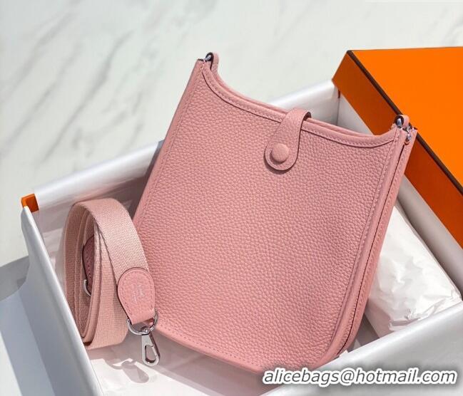 Top Grade Hermes Evelyne Mini Bag 18cm in Togo Calfskin H0118 Milk Shake Pink 2025