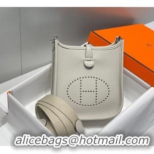 Luxury Cheap Hermes Evelyne Mini Bag 18cm in Togo Calfskin H0118 Pearly Grey 2025