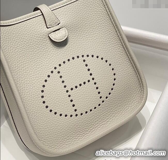 Luxury Cheap Hermes Evelyne Mini Bag 18cm in Togo Calfskin H0118 Pearly Grey 2025