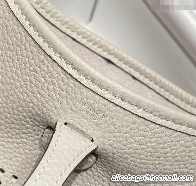 Luxury Cheap Hermes Evelyne Mini Bag 18cm in Togo Calfskin H0118 Pearly Grey 2025