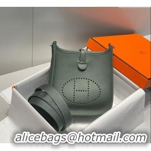 Best Grade Hermes Evelyne Mini Bag 18cm in Togo Calfskin H0118 Almond Green 2025