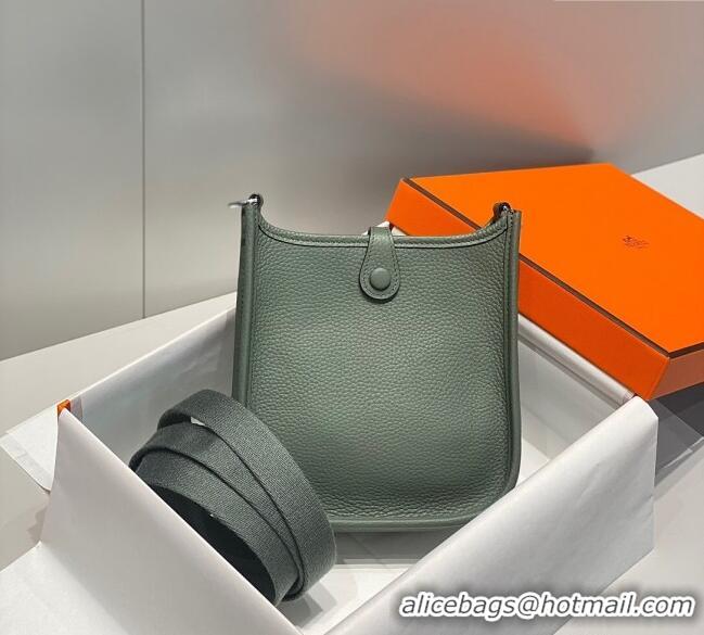 Best Grade Hermes Evelyne Mini Bag 18cm in Togo Calfskin H0118 Almond Green 2025