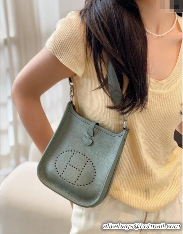 Best Grade Hermes Evelyne Mini Bag 18cm in Togo Calfskin H0118 Almond Green 2025