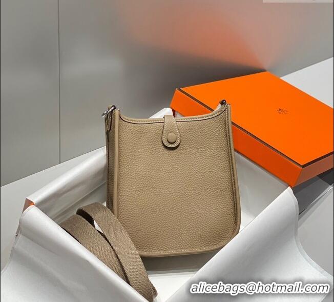 Free Shipping Hermes Evelyne Mini Bag 18cm in Togo Calfskin H0118 Dove Grey 2025