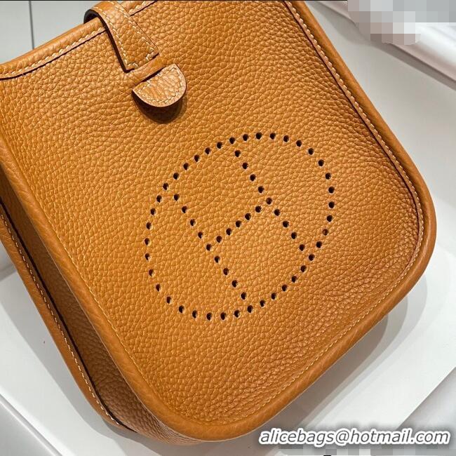 Buy Cheap Hermes Evelyne Mini Bag 18cm in Togo Calfskin H0118 Golden Brown 2025