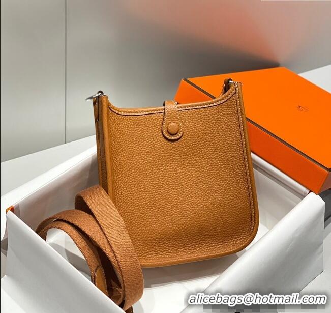 Buy Cheap Hermes Evelyne Mini Bag 18cm in Togo Calfskin H0118 Golden Brown 2025