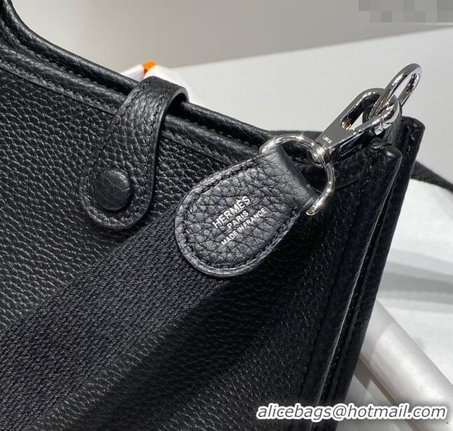 Famous Brand Hermes Evelyne Mini Bag 18cm in Togo Calfskin H0118 Black/Silver 2025