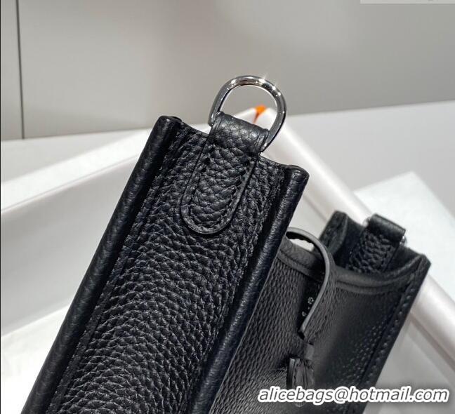 Famous Brand Hermes Evelyne Mini Bag 18cm in Togo Calfskin H0118 Black/Silver 2025