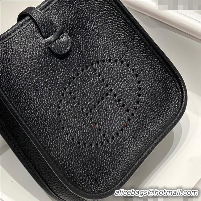 Famous Brand Hermes Evelyne Mini Bag 18cm in Togo Calfskin H0118 Black/Silver 2025