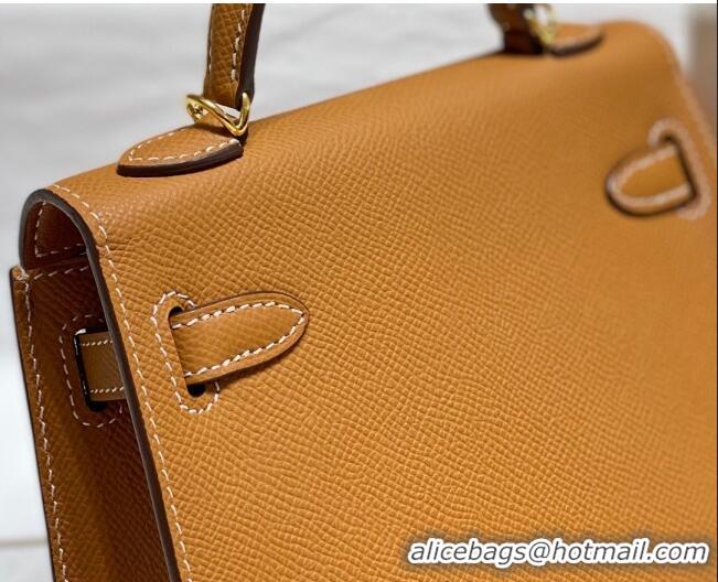 Discount Hermes Mini Kelly II Bag 19cm in Epsom Leather 0118 Golden Brown 2025