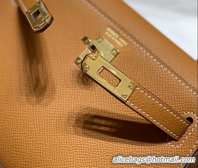 Discount Hermes Mini Kelly II Bag 19cm in Epsom Leather 0118 Golden Brown 2025