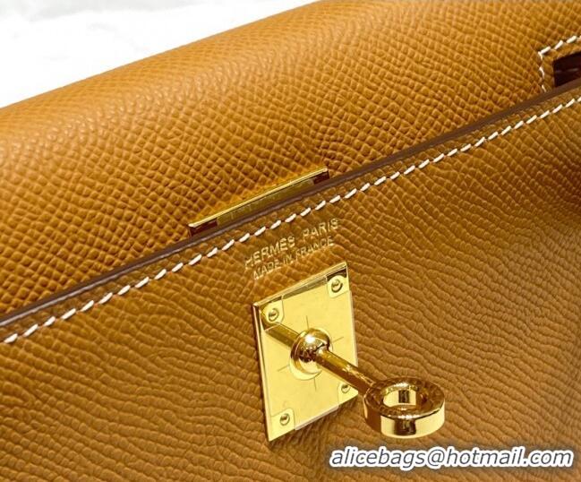 Discount Hermes Mini Kelly II Bag 19cm in Epsom Leather 0118 Golden Brown 2025