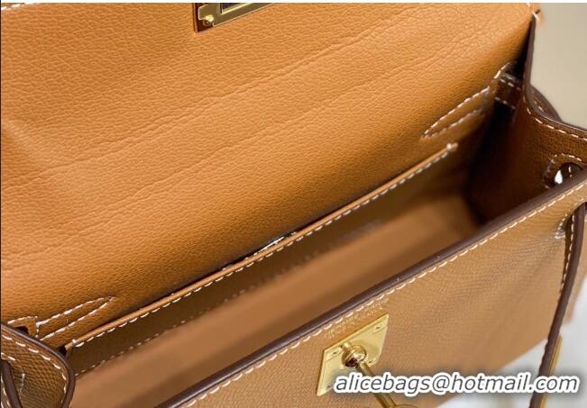 Discount Hermes Mini Kelly II Bag 19cm in Epsom Leather 0118 Golden Brown 2025