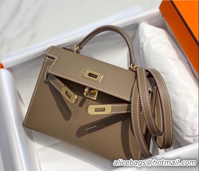 Top Design Hermes Mini Kelly II Bag 19cm in Epsom Leather 0118 Elephant Grey/Gold 2025