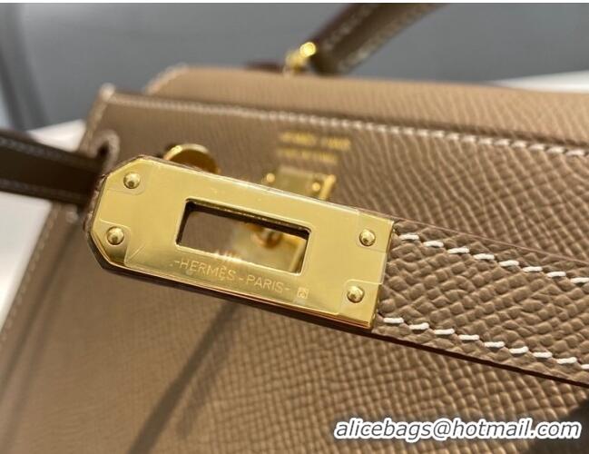 Top Design Hermes Mini Kelly II Bag 19cm in Epsom Leather 0118 Elephant Grey/Gold 2025