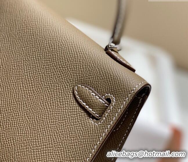 Pretty Style Hermes Mini Kelly II Bag 19cm in Epsom Leather 0118 Elephant Grey/Silver 2025