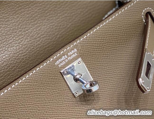 Pretty Style Hermes Mini Kelly II Bag 19cm in Epsom Leather 0118 Elephant Grey/Silver 2025