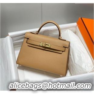 Luxurious Hermes Mini Kelly II Bag 19cm in Epsom Leather 0118 Milk Tea 2025