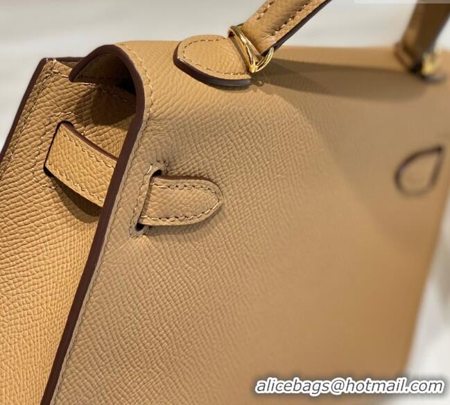 Luxurious Hermes Mini Kelly II Bag 19cm in Epsom Leather 0118 Milk Tea 2025