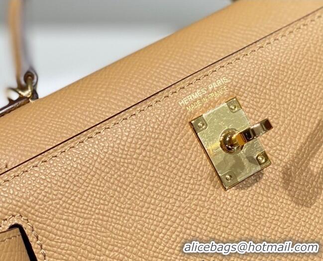 Luxurious Hermes Mini Kelly II Bag 19cm in Epsom Leather 0118 Milk Tea 2025