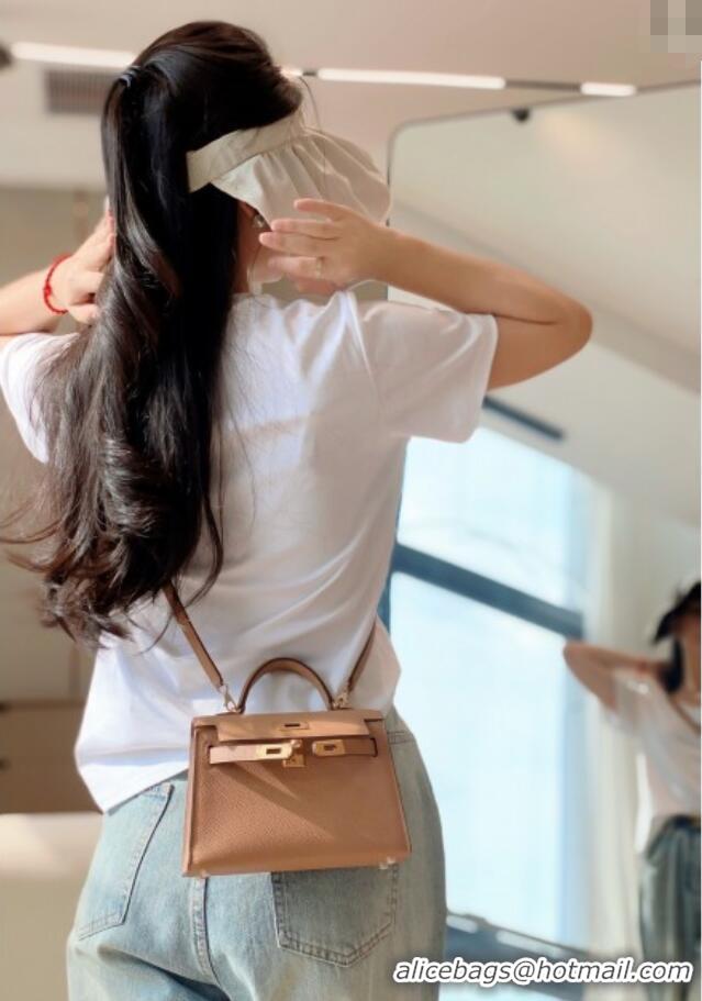 Luxurious Hermes Mini Kelly II Bag 19cm in Epsom Leather 0118 Milk Tea 2025