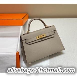 Low Cost Hermes Mini Kelly II Bag 19cm in Epsom Leather 0118 Pitch Grey 2025